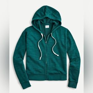 New J Crew Women’s Cropped Hoodie In Vintage Cotton Terry Green Medium